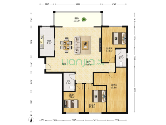 金茂湾3期 3室1厅2卫 193平方
