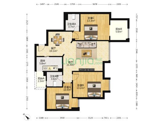 柳城印象 3室2厅2卫 104平方