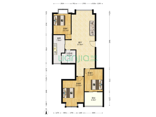 天水滨江花园东苑 3室1厅1卫 127平方
