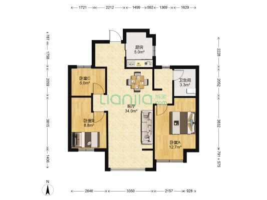 江南理想 3室1厅1卫 99平方