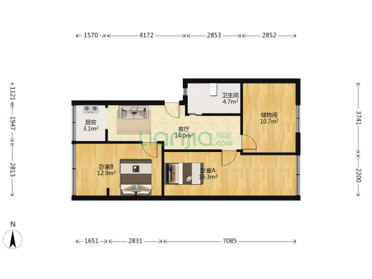 协和村20号 2室1厅1卫 70平方