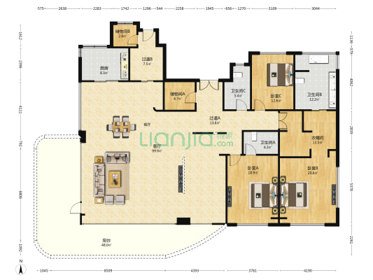 招商西安序 3室1厅3卫 303平方