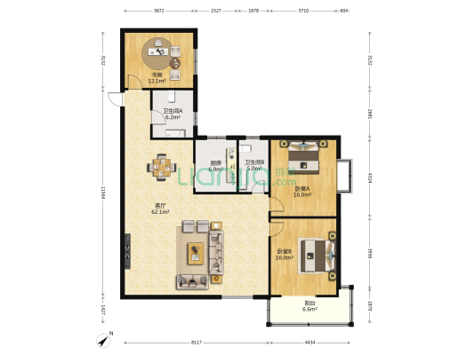 西安热工研究院南院 3室1厅2卫 156平方
