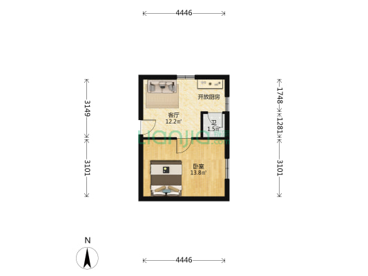 双柏前街17号 1室1厅1卫 47平方