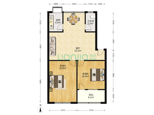 襄州区公路局家属院 2室1厅1卫 103平方