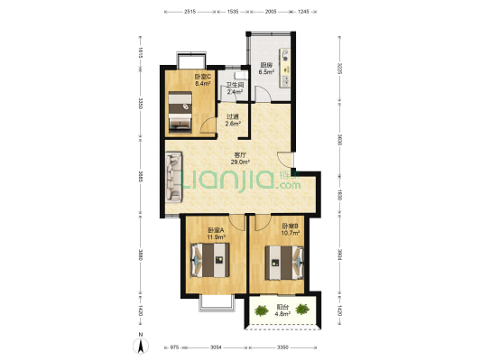 盛和佳苑 3室1厅1卫 130平方