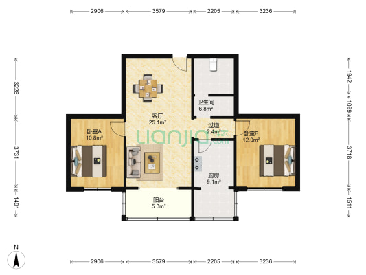 淮河东路77号院 2室1厅1卫 82平方