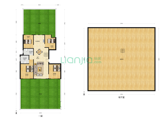 一楼带地下室，带院子，使用面积大，看房方便-户型图