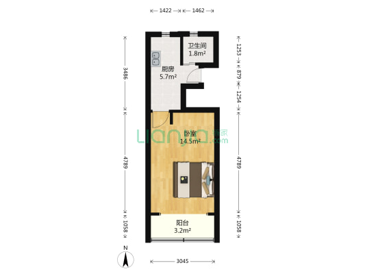 潍坊九村 1室0厅1卫 33平方