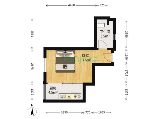 金色港湾 1室0厅1卫 25平方