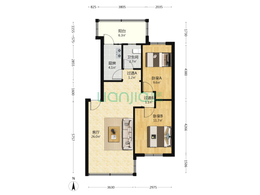 水贝供电局住宅小区 2室1厅1卫 66平方