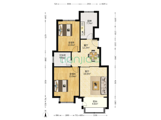 康太源尚诚 2室2厅1卫 97平方