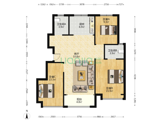 四季春晓 3室1厅2卫 115平方