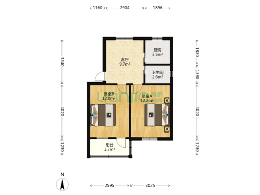 长城新村 2室1厅1卫 54平方