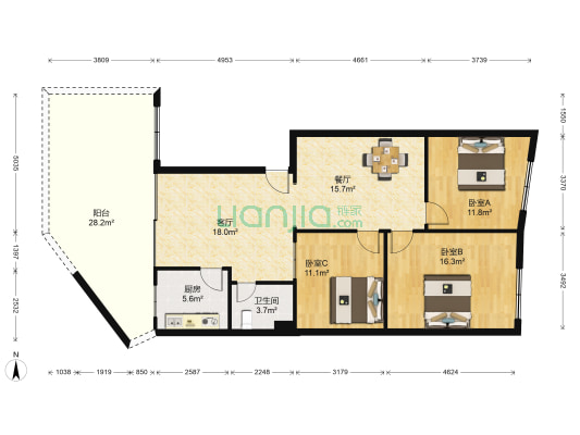 诗书路中段32号 3室2厅1卫 98平方