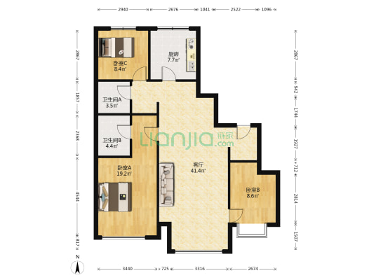 万科柏翠阅湖 3室1厅2卫 120平方