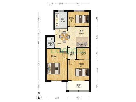 四宜路10号 3室1厅1卫 76平方