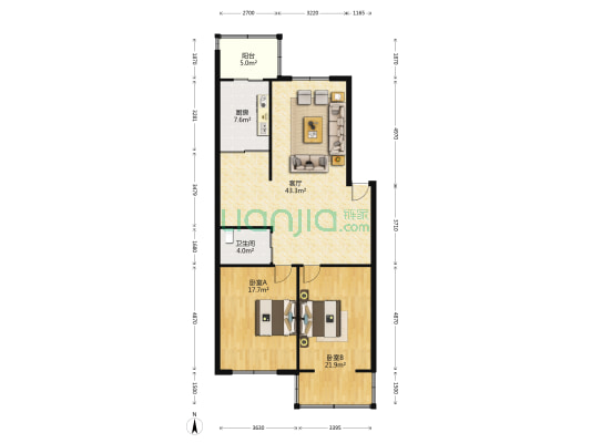 普阳街商贸城 2室1厅1卫 125平方