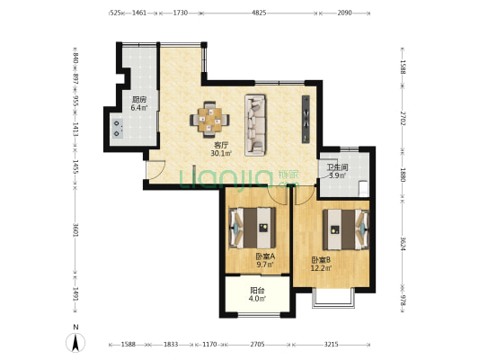 英伦印象 2室1厅1卫 88平方