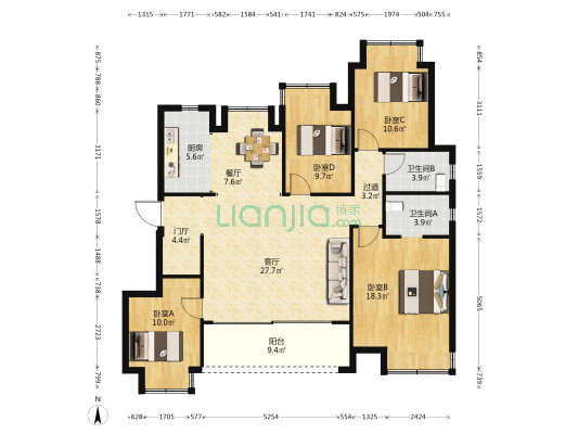 槠溪府 4室2厅2卫 128平方