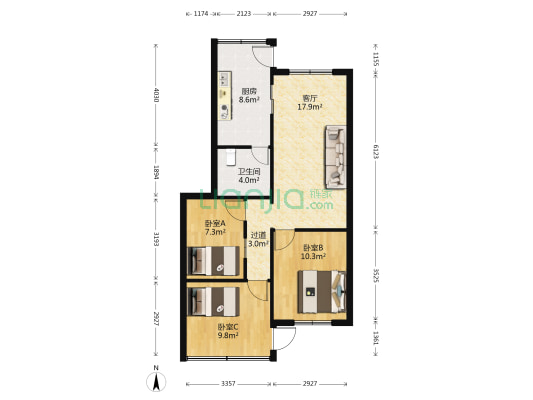 滨江东路549号大院 3室1厅1卫 72平方