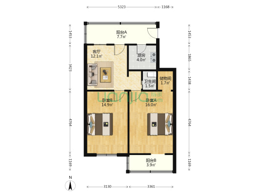城西社区城西街 2室1厅1卫 67平方