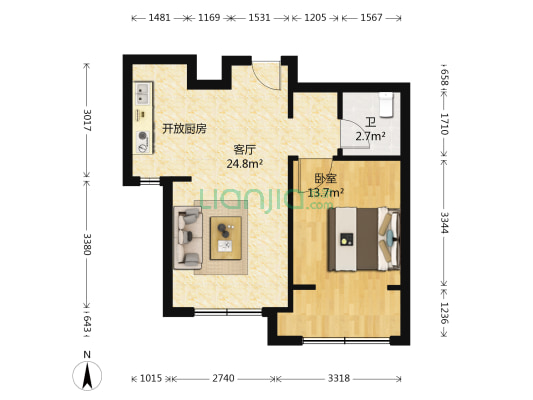 红星首府 1室1厅1卫 62平方