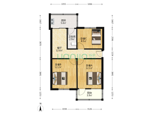 翠园十四巷 3室1厅1卫 67平方