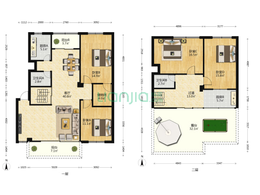 锦绣花园 4室1厅2卫 163平方