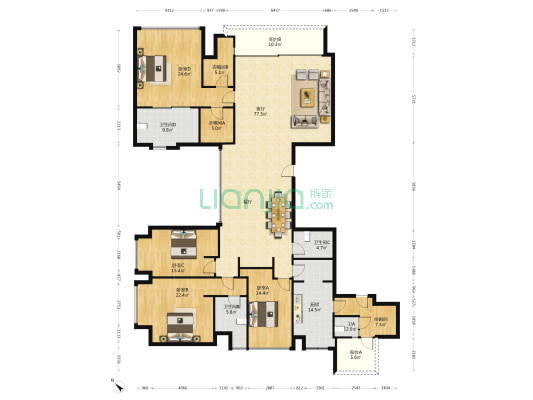 天鹅湖花园一期 4室1厅4卫 300平方