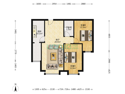紫竹园 2室1厅1卫 83平方