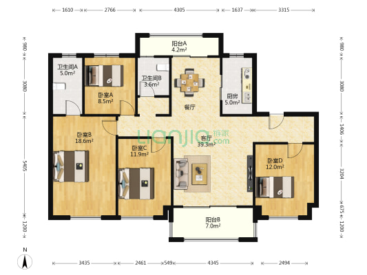 碧桂园凤凰城·天宸 4室1厅2卫 142平方