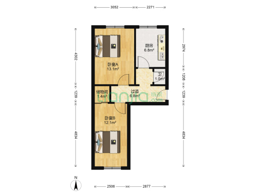 白楼社区 2室0厅1卫 57平方