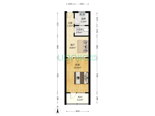建乐小区 1室1厅1卫 48平方