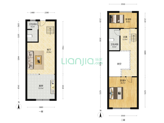 金公馆 2室1厅2卫 60平方