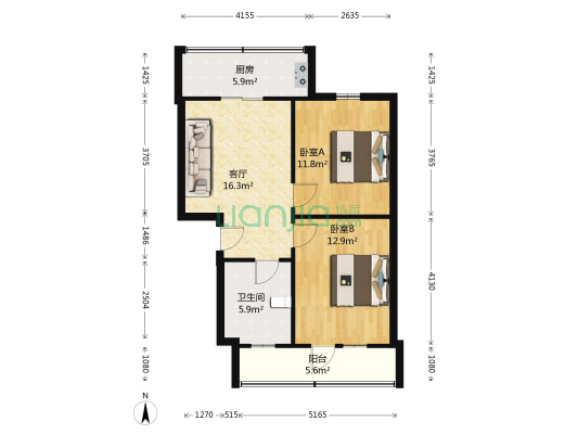 山西省建筑科学研究院小区 2室1厅1卫 69平方