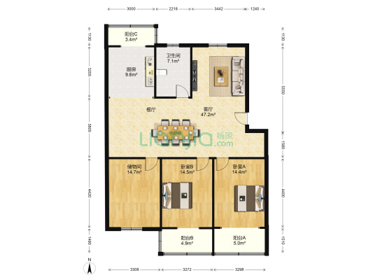 紫薇花苑东区 2室1厅1卫 139平方