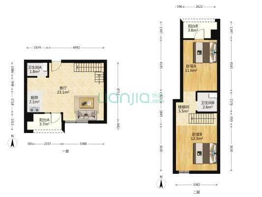 华享雕墅 2室1厅2卫 89平方