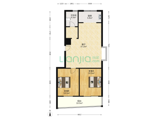 北园大街247号 2室1厅1卫 106平方