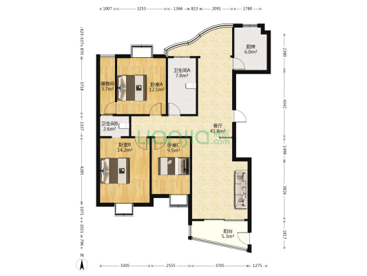 鸣翔秀竹园 3室1厅2卫 130平方