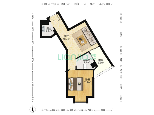 里瑞大厦 1室1厅1卫 54平方