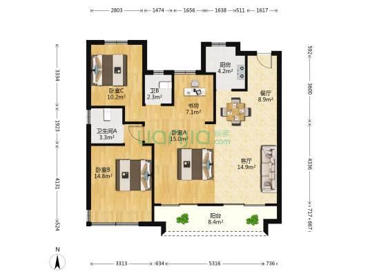 越秀交投云悦里 4室2厅2卫 115平方