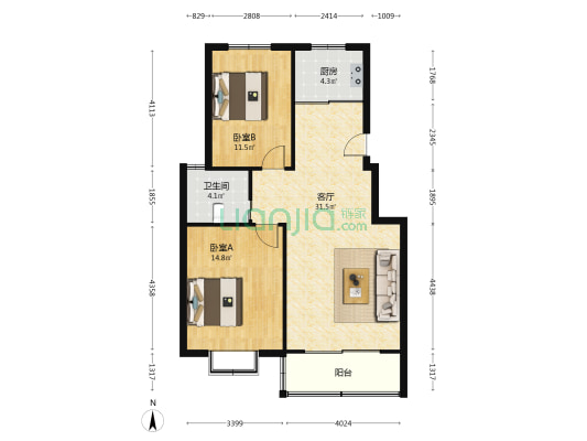 陆电新村 2室1厅1卫 138平方