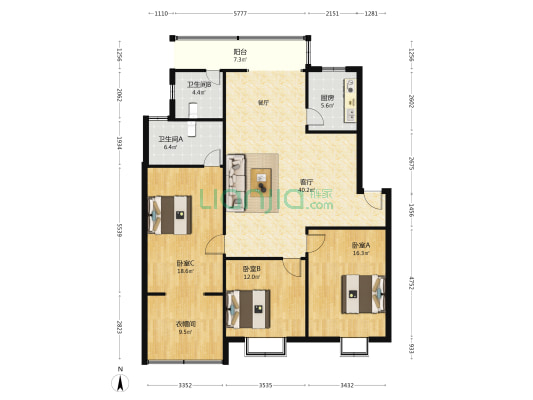 洗砚苑 3室1厅2卫 139平方