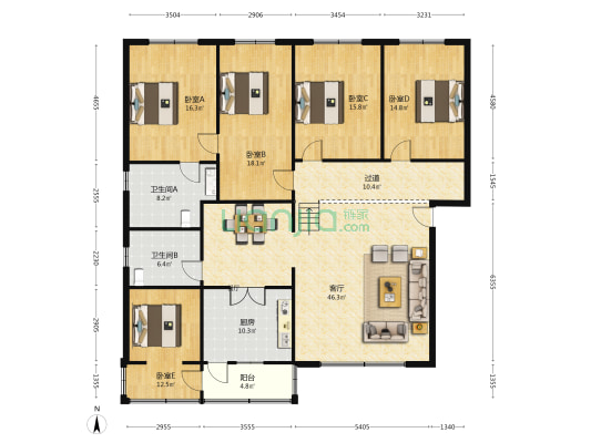 宝光大道中段544号 5室1厅2卫 191平方