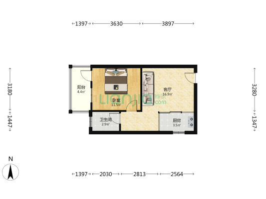 莲塘路 1室1厅1卫 47平方