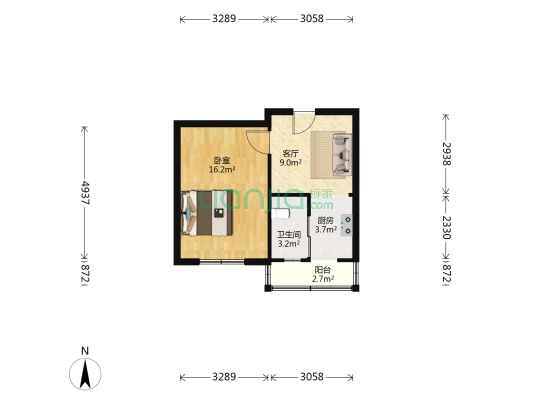 营盘小区 1室1厅1卫 47平方