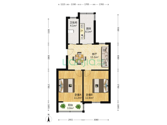 南园路20号大院 2室1厅1卫 68平方
