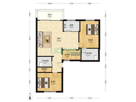 西江月大楼 3室1厅2卫 100平方