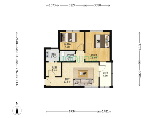 货站街149号院 2室1厅1卫 57平方